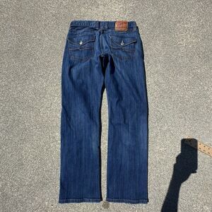 Lucky Brand Jeans 221 Slim Straight Jeans Mens 34 Dark Blue Button Fly Denim
